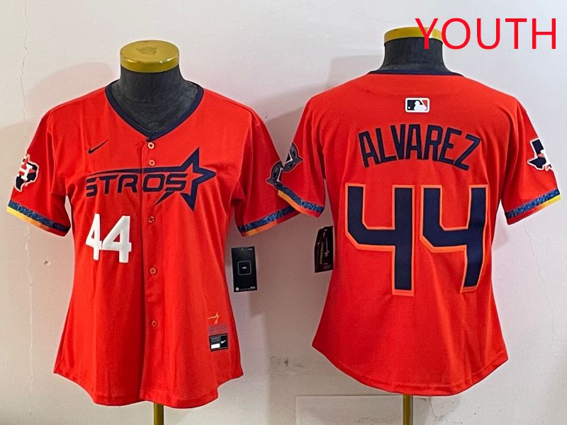 Youth Houston Astros 44 Alvarez Orange Fourth generation Joint Name Nike 2025 MLB Jersey style 3